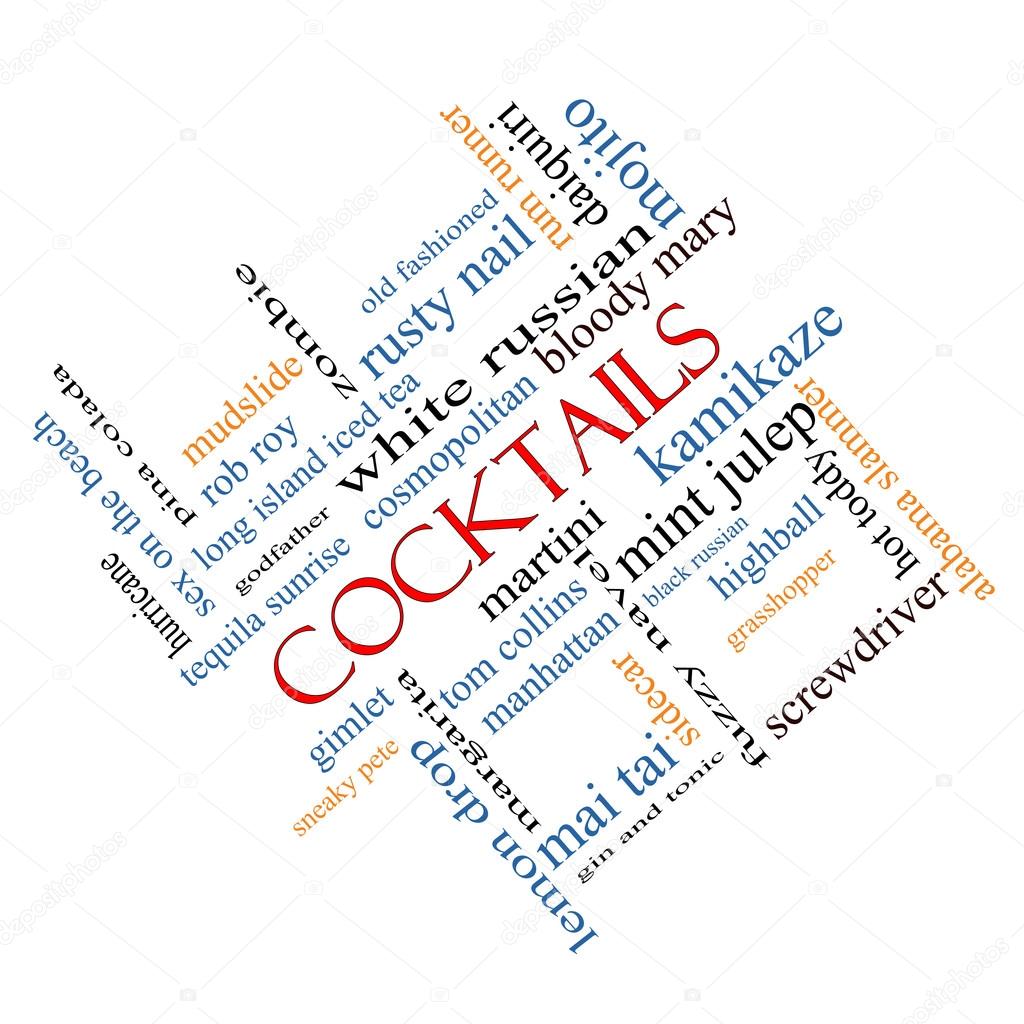 Cocktails Word Cloud Concept Angled
