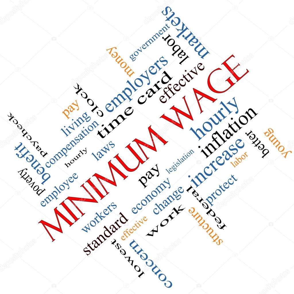 Minimum Wage Word Cloud Concept Angled