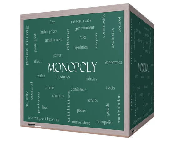 Concepto de nube de palabras monopolio en una pizarra de cubo 3D — Foto de Stock