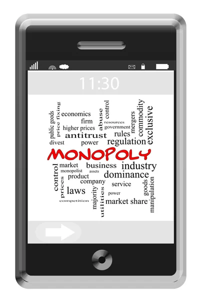 Concetto Monopoli Word Cloud su un telefono touchscreen — Foto Stock