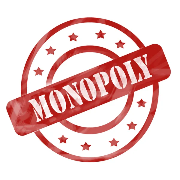 Monopoly Red Weathered Stamp Círculos y estrellas — Foto de Stock