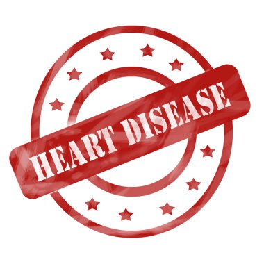 Kırmızı kalp hastalığı damga daireler ve yıldız yıpranmış