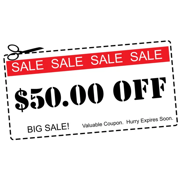 Fifty Dollars Off Sale Coupon — Stock Photo, Image
