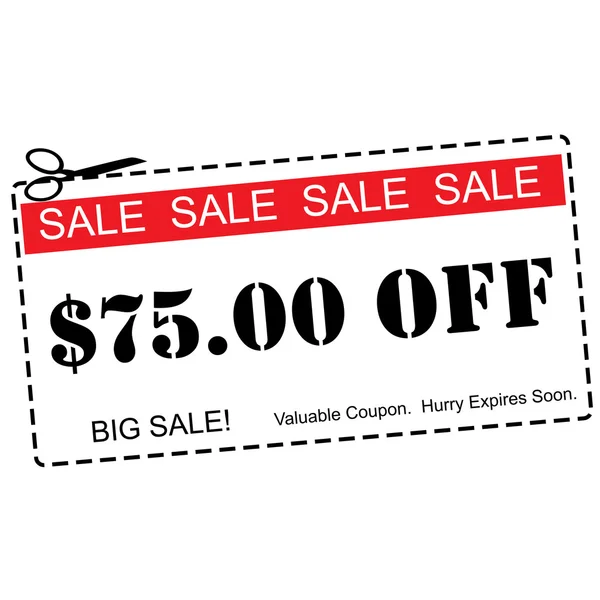 Seventy Five Dollars Off Sale Coupon — Stock Photo, Image