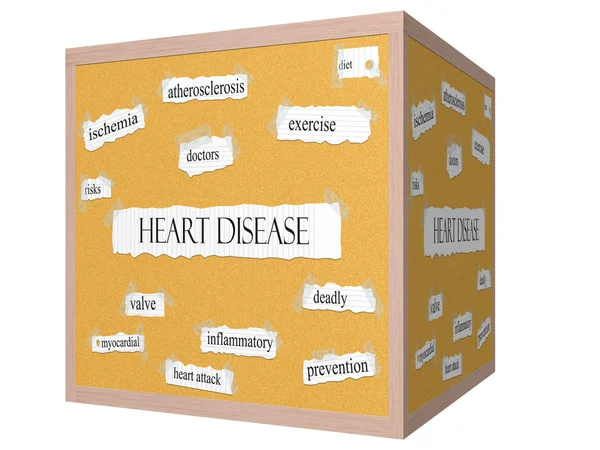 Heart Disease 3D cube Corkboard Word Concept — Stock Photo, Image