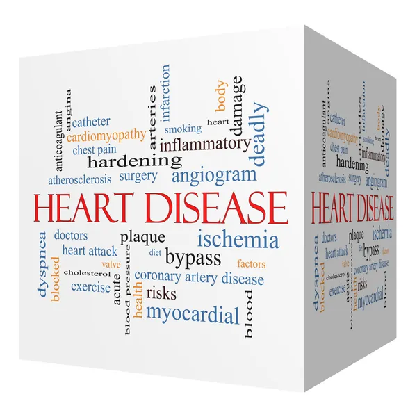 Heart Disease 3D cube Word Cloud Concept — Stock Photo, Image