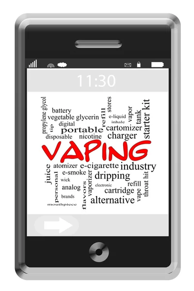 Vaping Conceito de nuvem do Word em um telefone Touchscreen — Fotografia de Stock