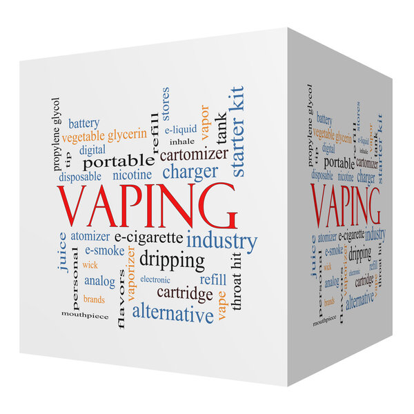 Vaping 3D cube Word Cloud Concept