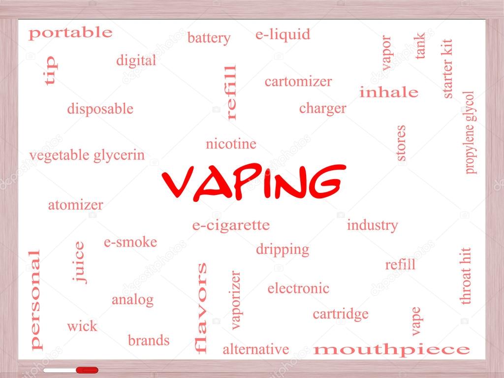 Vaping Word Cloud Concept on a Whiteboard