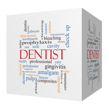 Dentist 3D cube Word Cloud Concept clipart