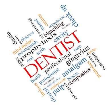 Dentist Word Cloud Concept Angled clipart