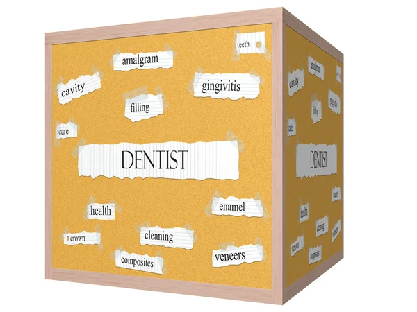 Dentist 3D cube Corkboard Word Concept — Stock Photo, Image