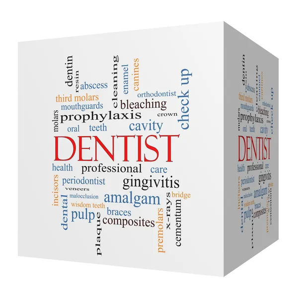 Dentista 3D cubo Word Cloud Concept — Foto de Stock