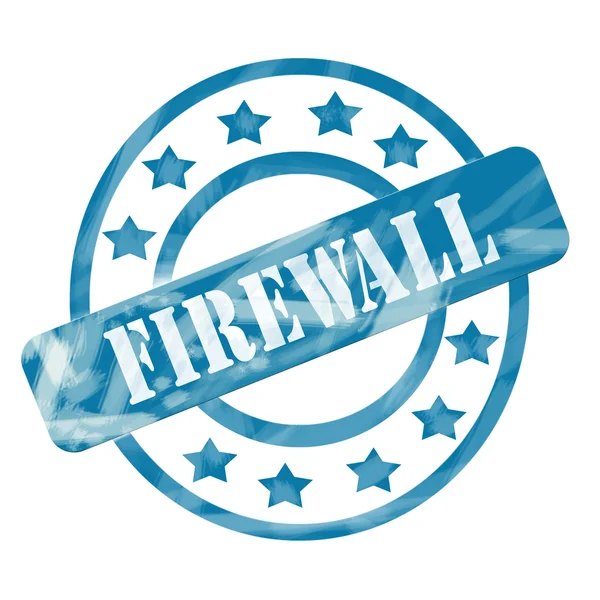 Blauwe verweerde firewall stempel cirkels en sterren — Stockfoto