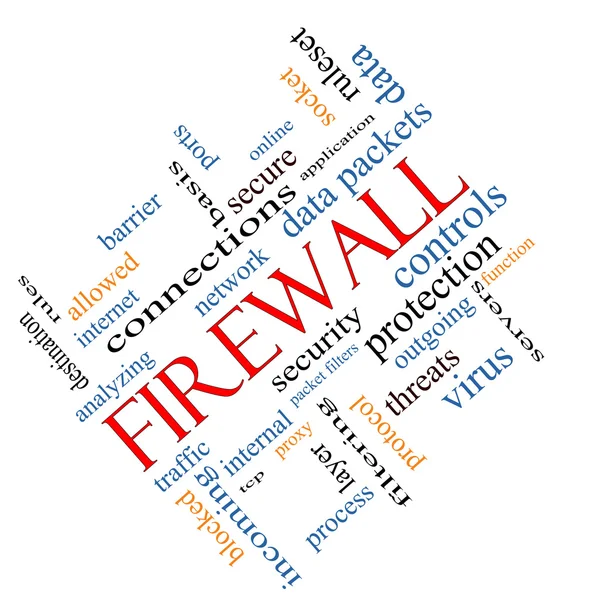 Concepto de nube de palabra de firewall en ángulo — Foto de Stock