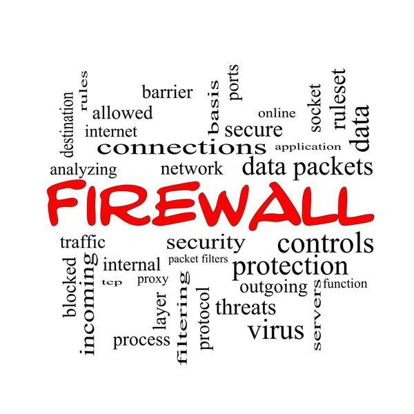 Firewall Wort Wolke Konzept in roten Kappen — Stockfoto
