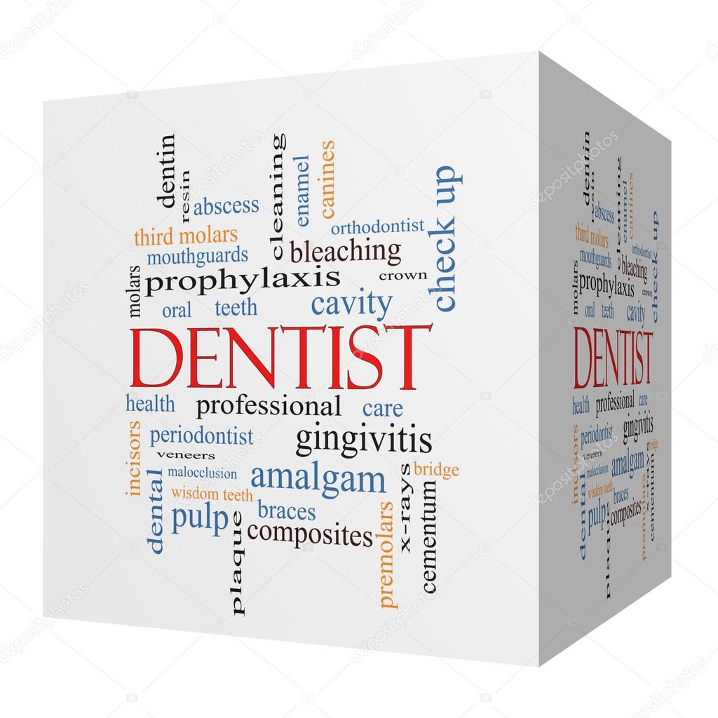 Dentist 3D cube Word Cloud Concept