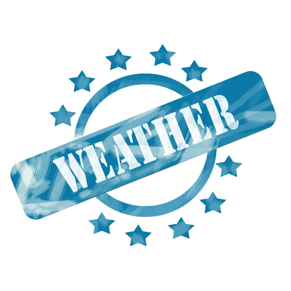 Blau verwitterter Wetterstempelkreis und Sterne-Design — Stockfoto