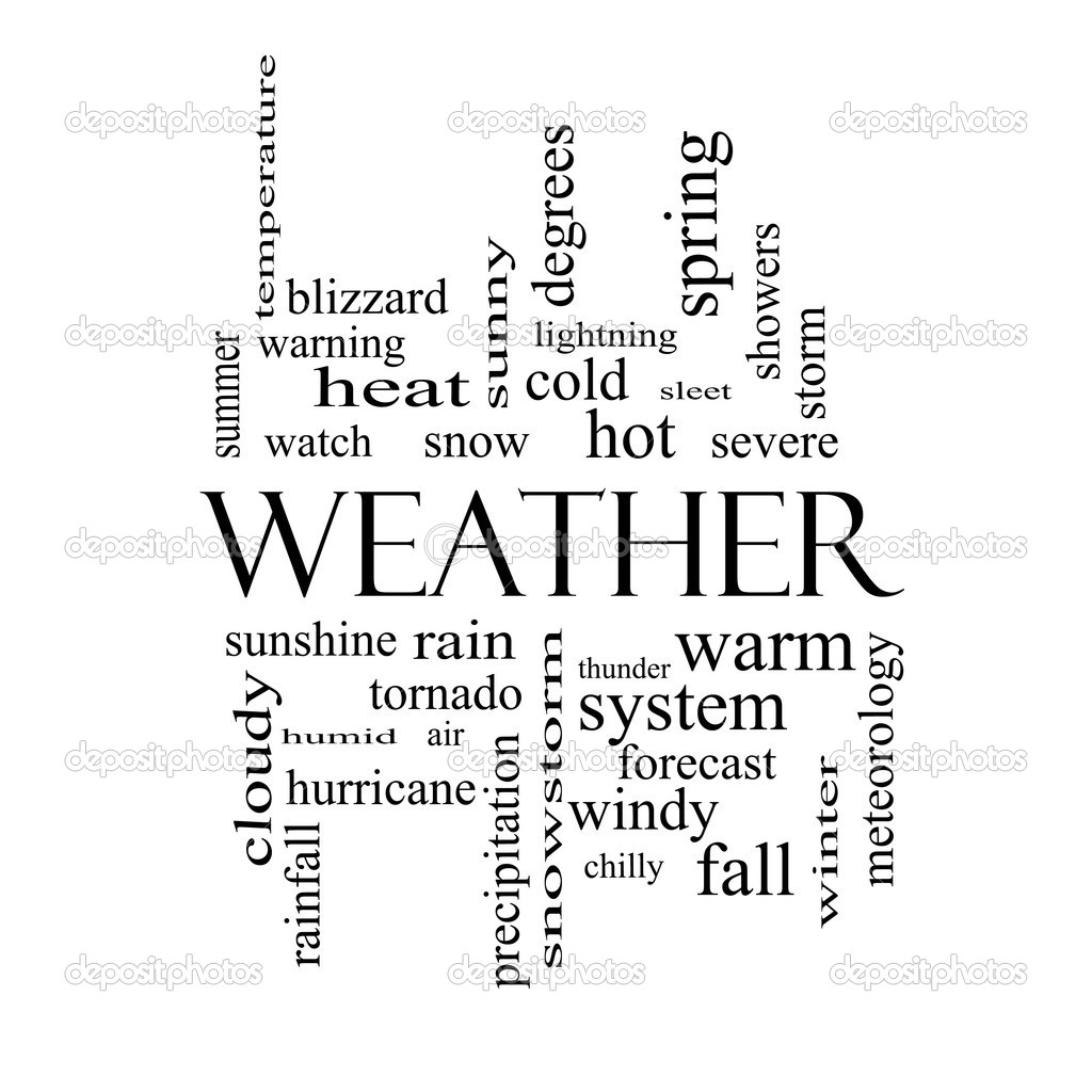 Weather Word Cloud Concept in black and white