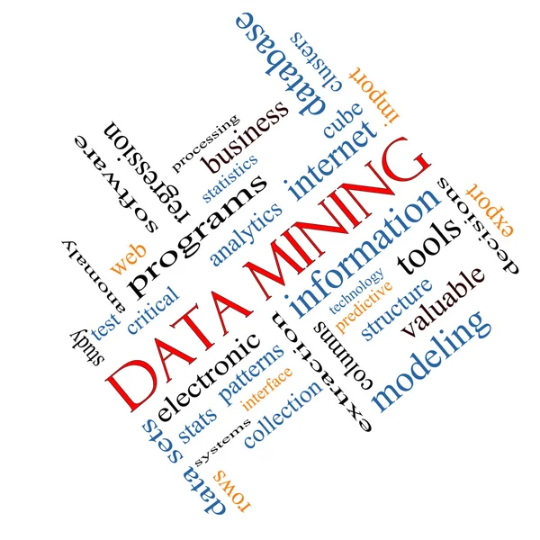 Data Mining Word Cloud Konzept abgewinkelt — Stockfoto