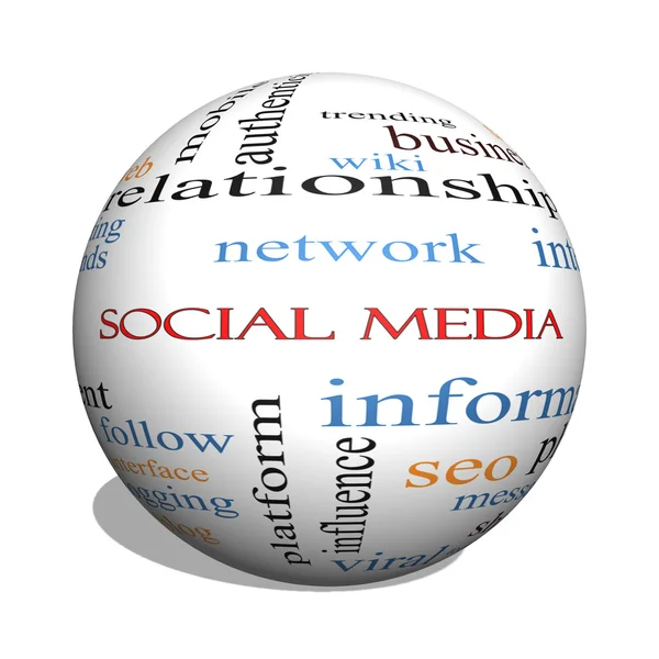 Social Media 3D sphere Word Cloud Concept — Stock Photo, Image