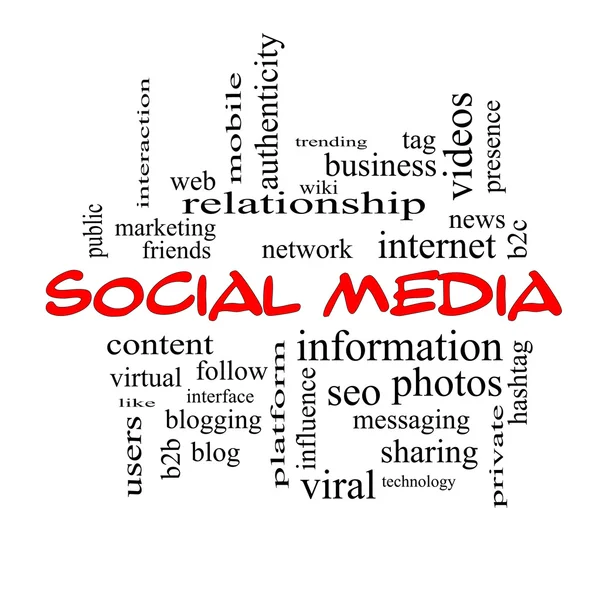 Social Media Word Cloud Concetto in tappi rossi — Foto Stock