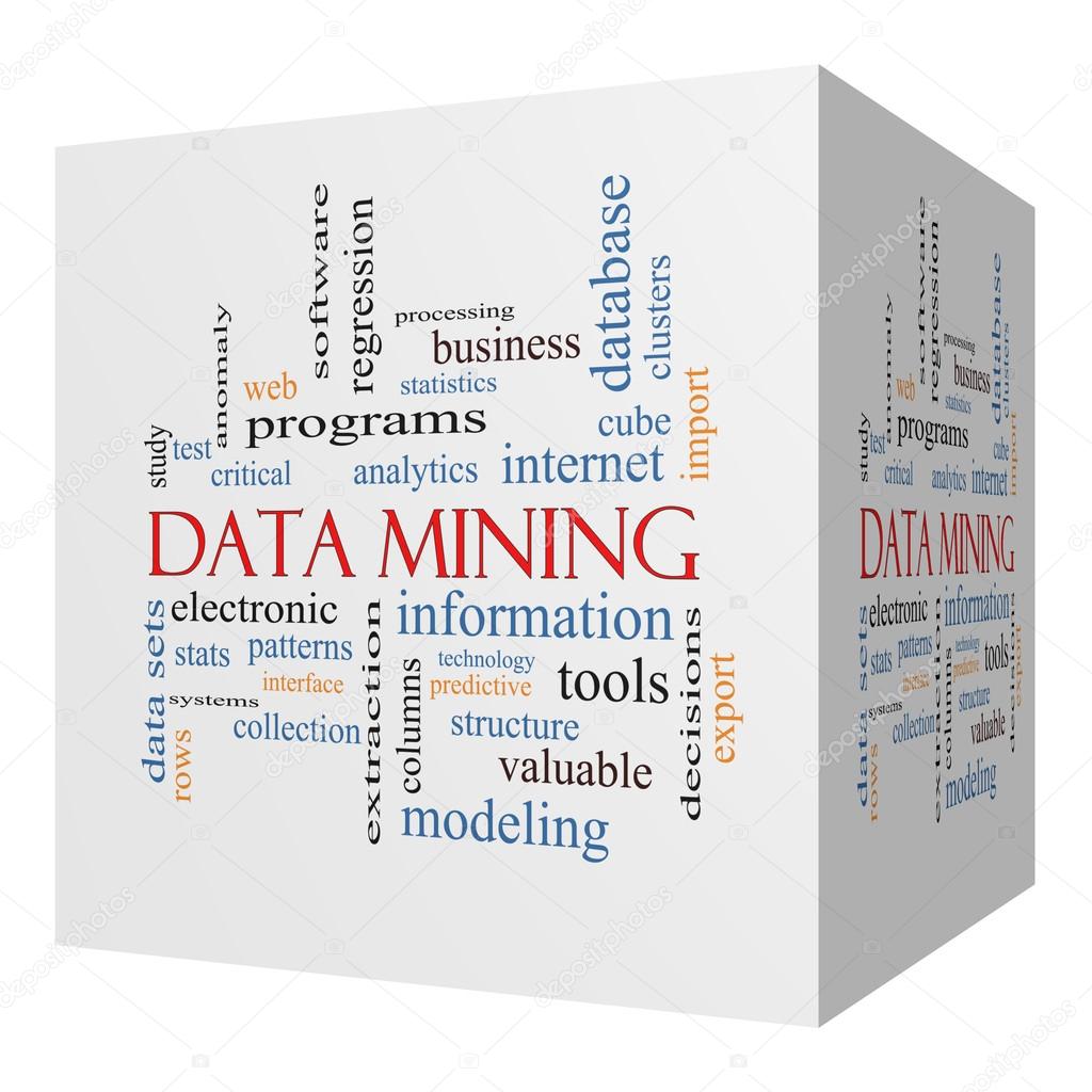 Data Mining 3D cube Word Cloud Concept