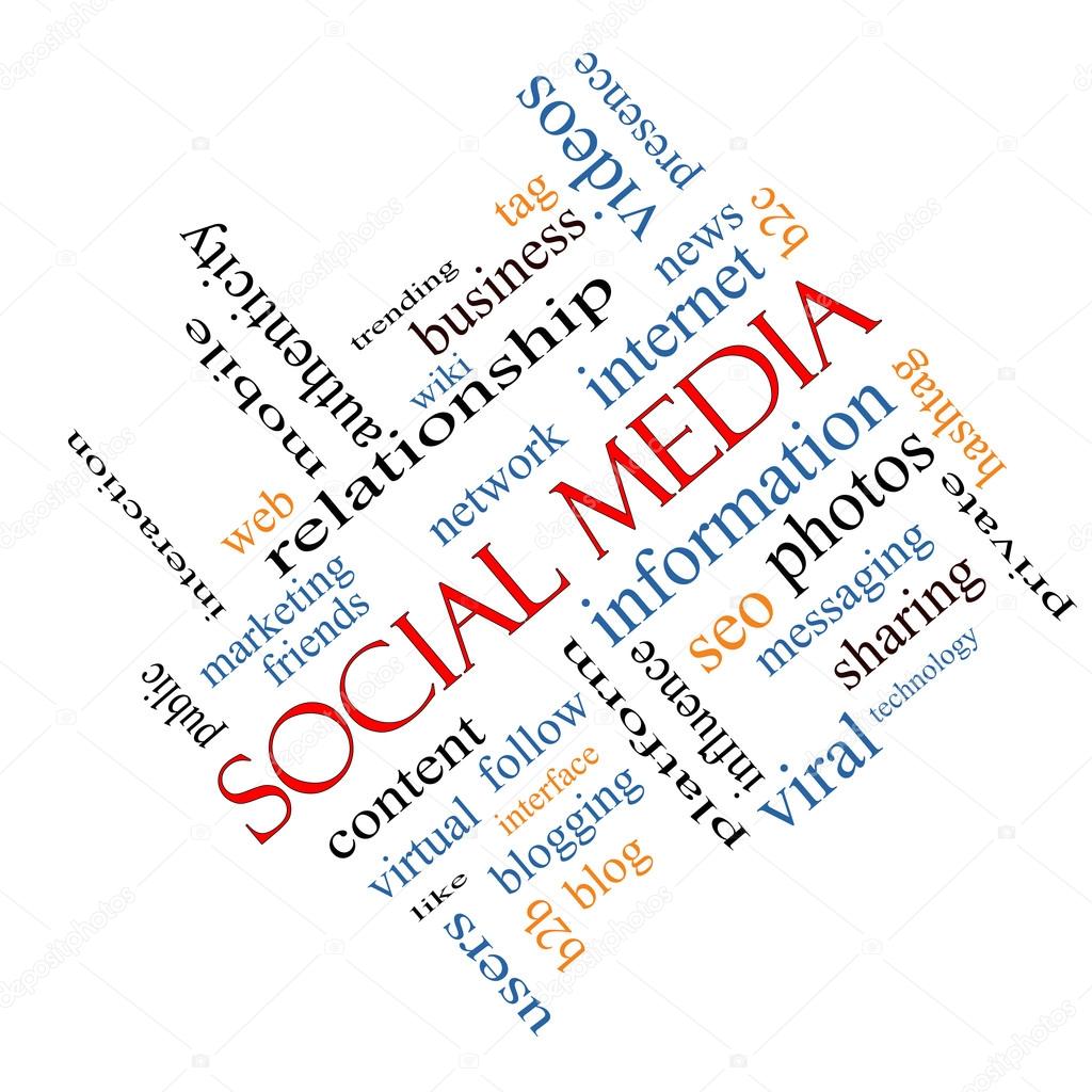 Social Media Word Cloud Concept Angled