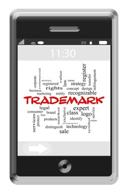 marka kelime bulutu kavramı bir dokunmatik telefon