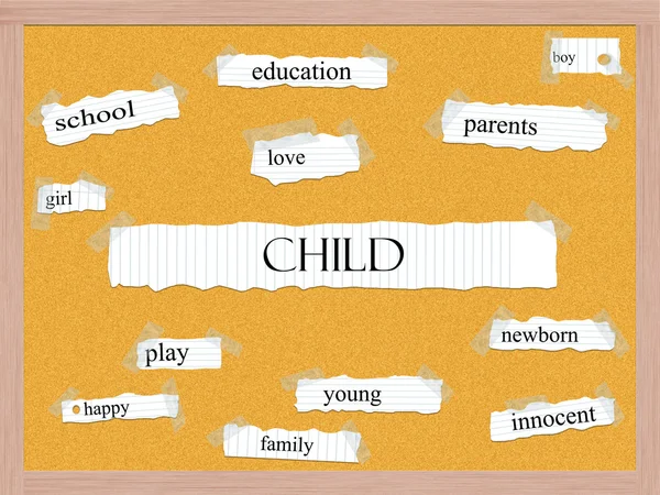 Dziecko corkboard słowo koncepcja — Zdjęcie stockowe
