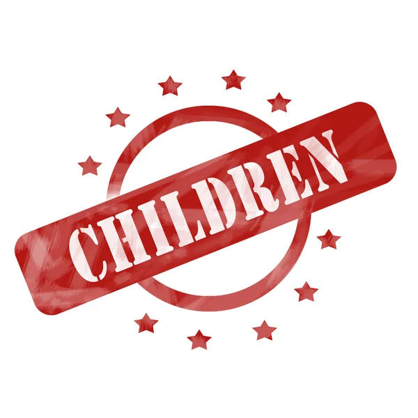 Red Weathered Children Stamp Circle і дизайн зірок — стокове фото