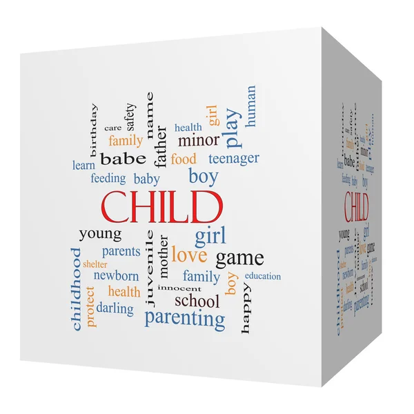 Enfant 3D cube Word Cloud Concept — Photo