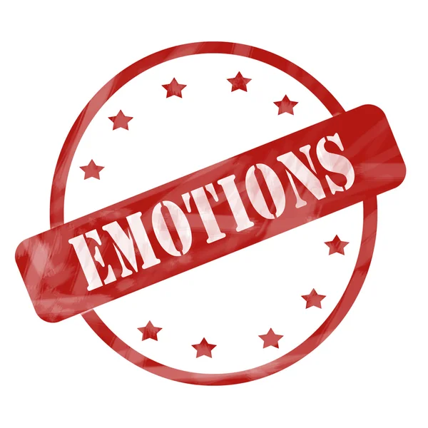 Red Weathered Emotions Stamp Circle and Stars — Stock Photo, Image