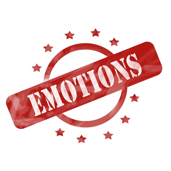 Red Weathered Emotions Stamp Circle and Stars design — Stock Photo, Image