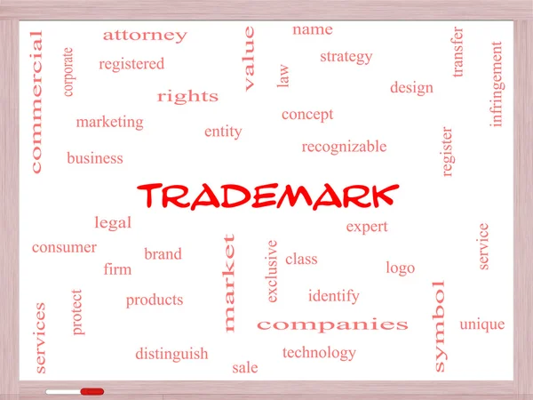 Trademark Word Cloud Concept on a Whiteboard — Stock Photo, Image