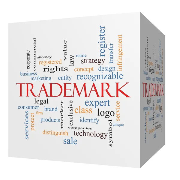 Trademark 3D cube Word Cloud Concept — Stock Photo, Image