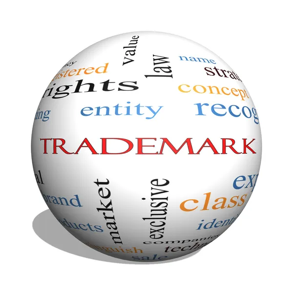 Trademark 3D sphere Word Cloud Concept — Stock Photo, Image