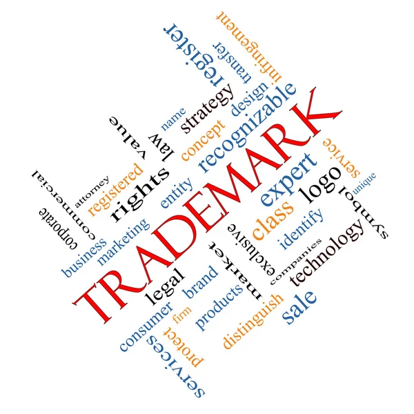 Trademark Word Cloud Concept Angled — Stock Photo, Image