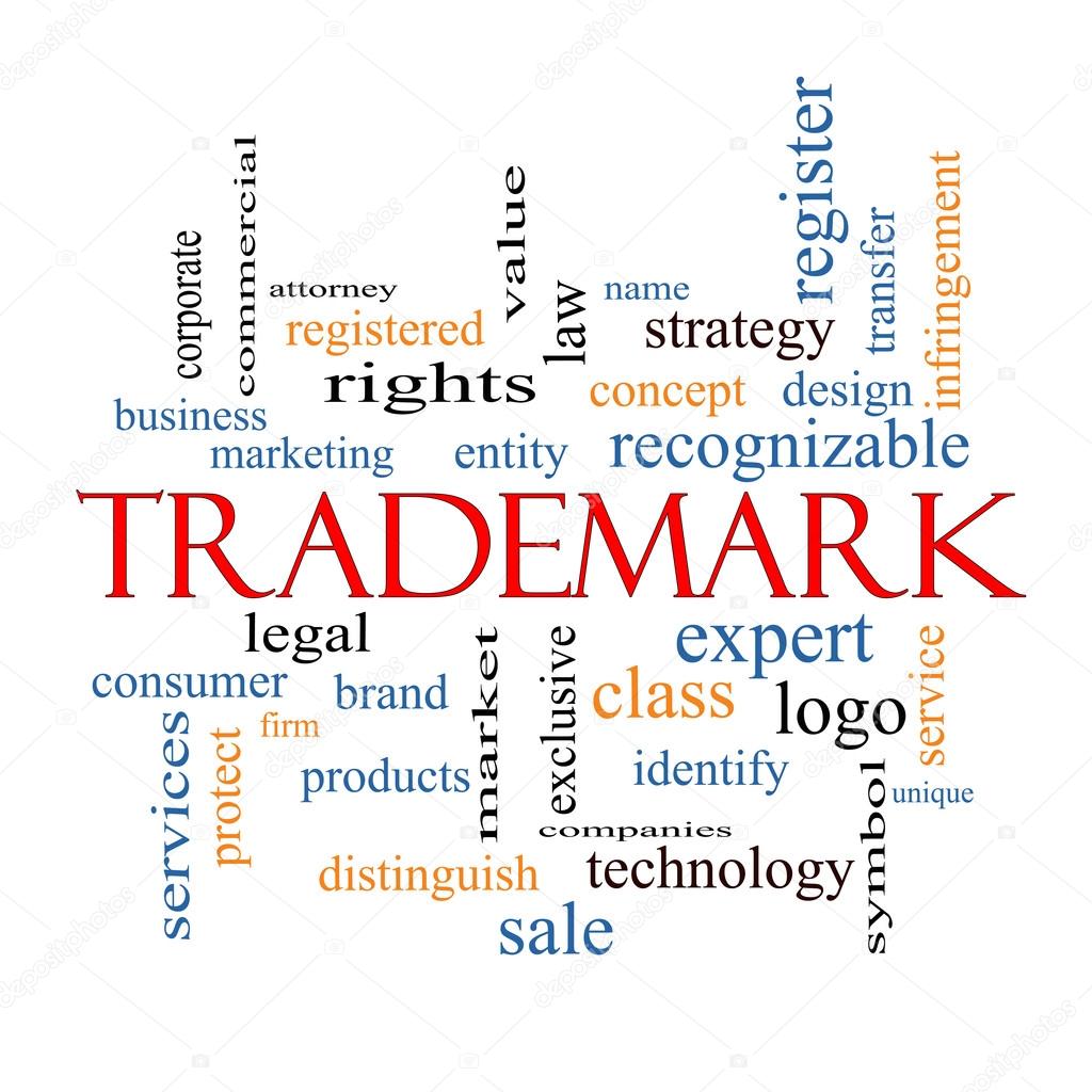 Trademark Word Cloud Concept with great terms such as brand, logo, legal and more.
