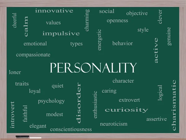 Personality Word Cloud Concept on a Blackboard — Stock Photo, Image