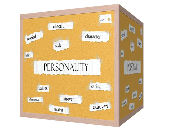 Personnalité 3D cube Corkboard Word Concept — Photo