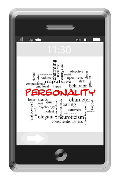 Personality Word Cloud Concept on a Touchscreen Phone