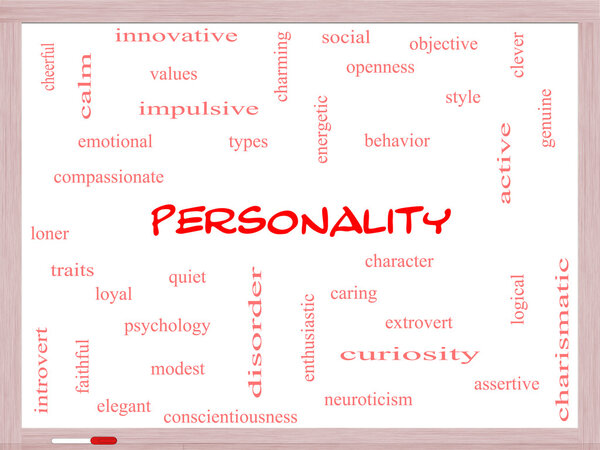 Personality Word Cloud Concept on a Whiteboard