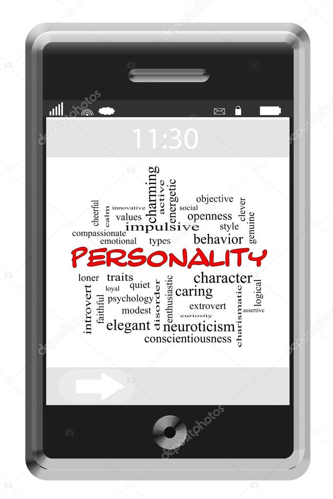 Personality Word Cloud Concept on a Touchscreen Phone