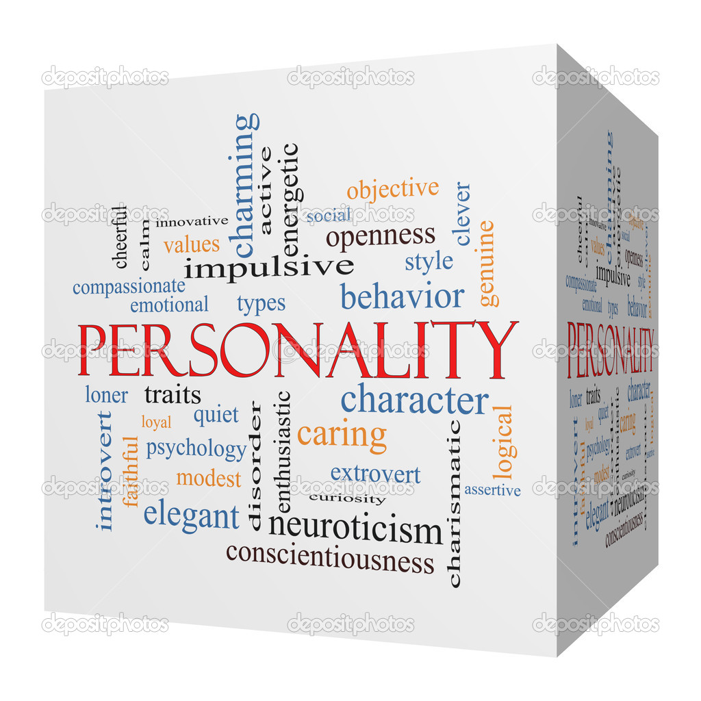 Personality 3D cube Word Cloud Concept