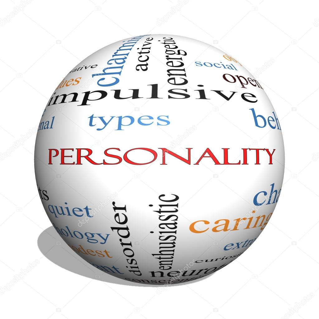 Personality 3D sphere Word Cloud Concept