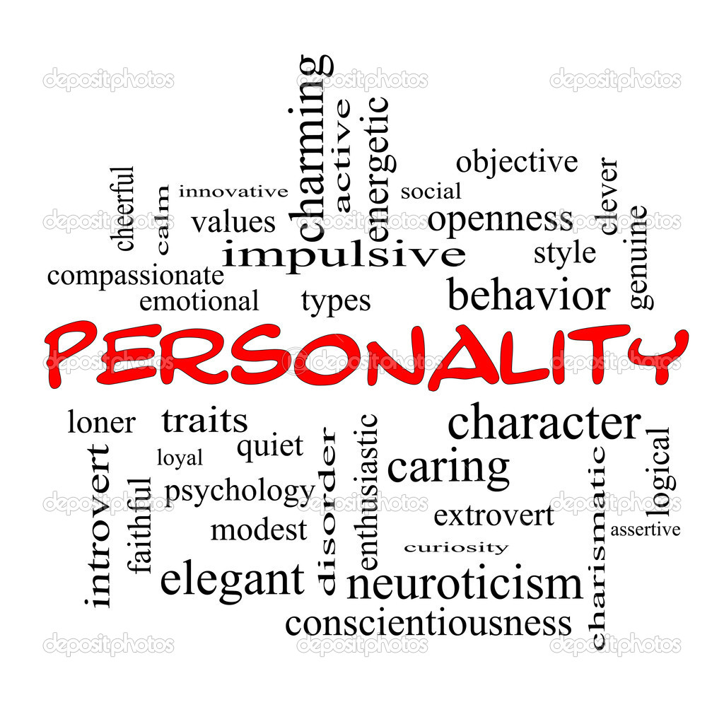Personality Word Cloud Concept in red caps