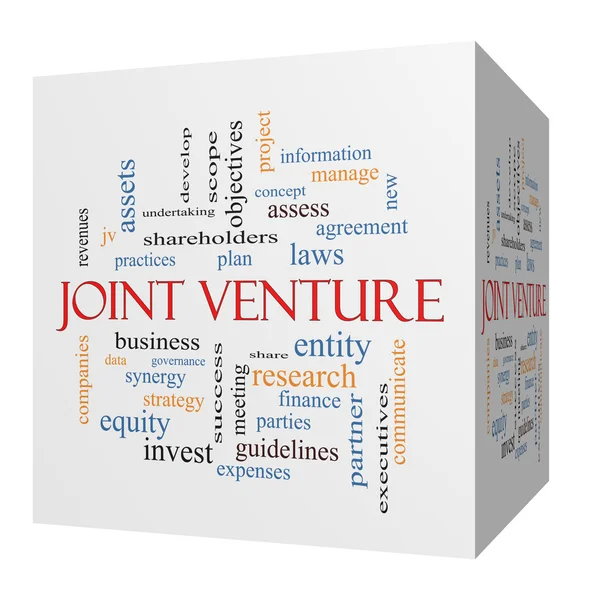 Joint Venture 3d cube word cloud concept — Stockfoto