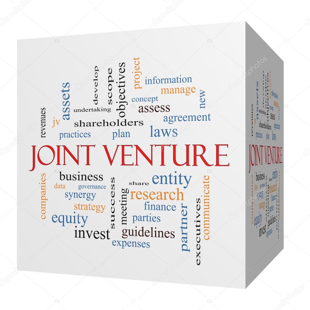 Joint Venture 3D cube Word Cloud Concept