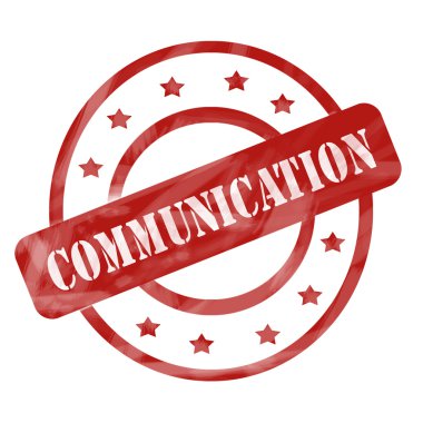 Kırmızı yıpranmış iletişim damga daireler ve yıldız